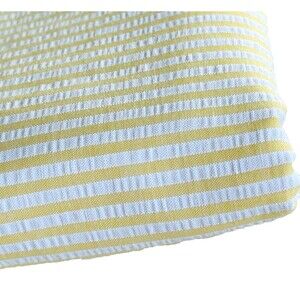 Vintage Butter Yellow Striped Seersucker Cotton Blend Fabric 2yds x 45”